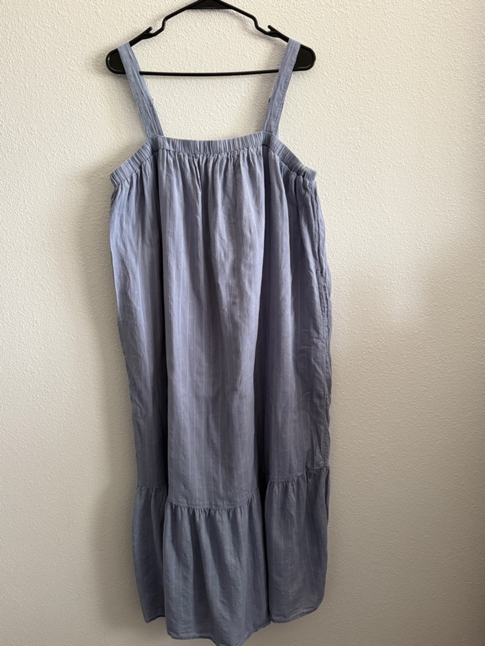 Old Navy Blue Midi Dress XL Lightweight Tiered Strappy Back Casual